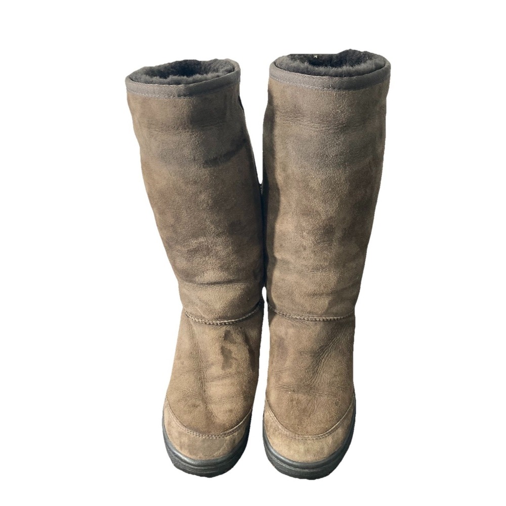 UGG Australia Ultimate‎ Tall Braid 5340 Brown Leather Knee High Boots Women's 7